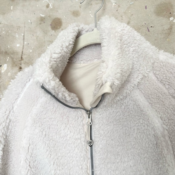 Lululemon Long Textured Fleece Jacket, White Opal - Picture 3 of 5